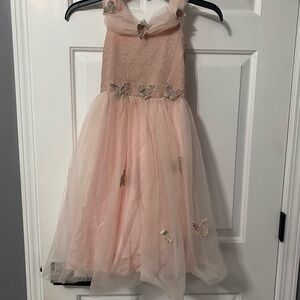 Elegant Pink Butterfly Kids Dress